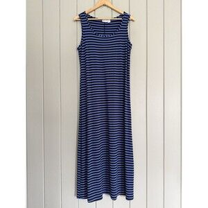 Zenergy Chicos Dress 1 M Medium Maxi Tank Blue Striped Stretch Rayon Scoop
